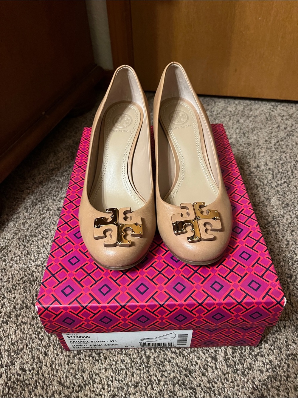 Tory Burch Natural Blush Lowell 65MM Wedge